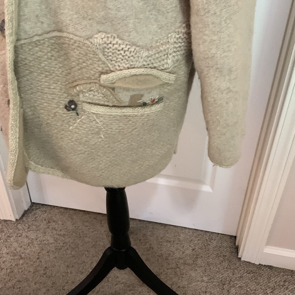 Vtg Giesswein Oatmeal beige button down wool sweater jacket home garden sz M - Picture 3 of 8
